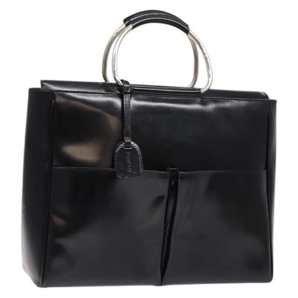 GUCCI Hand Bag Enamel Black Silver 002 2865 002 2865 - Picture 1 of 16